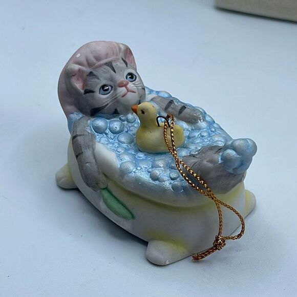 VTG 1988 Kitty Cucumber & rubber duck ornament B.Shackman Schmid - Picture 7 of 7